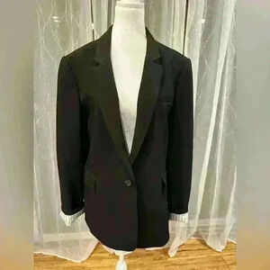 1.State Rich Black Blazer Striped Lining Size Tag Missing, Likely a Size 12